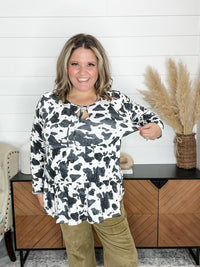 "Lifestyle" Animal Print Tiered Ruffle Long Sleeve