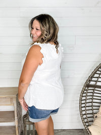 "Well Look At That" Sleeveless Ruffle Collar and Shoulder (Ivory)