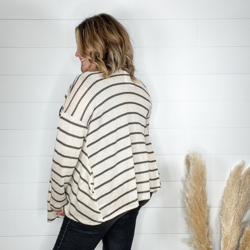 "Talk To Me" Striped Cardigan with Pockets