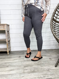 "Gold Medal" High-Waisted Jogger Leggings (Charcoal)
