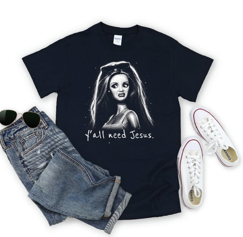 Exclusive Thredz Y'all Need Jesus Tee, black 100% cotton unisex | Lola Monroe Boutique