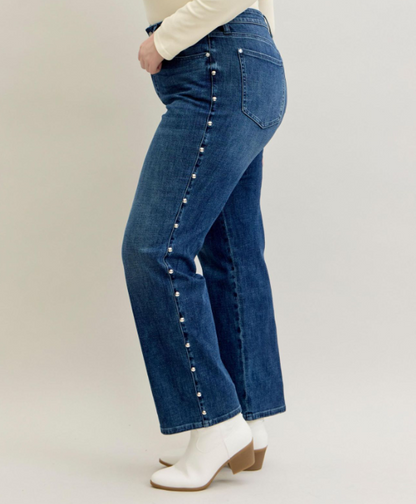 Judy Blue "Tell Me About It" Stud Straight Leg  Jeans