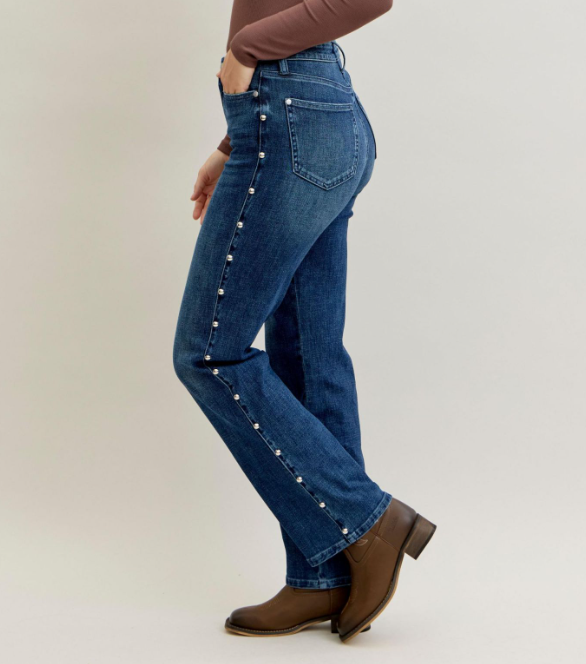 Judy Blue "Tell Me About It" Stud Straight Leg  Jeans