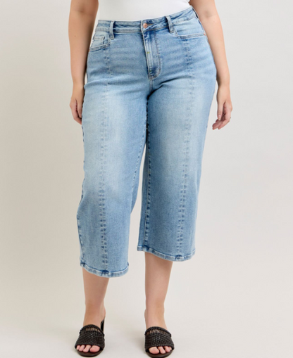Judy Blue Stevie Front Seam Detail Wide Leg Crop