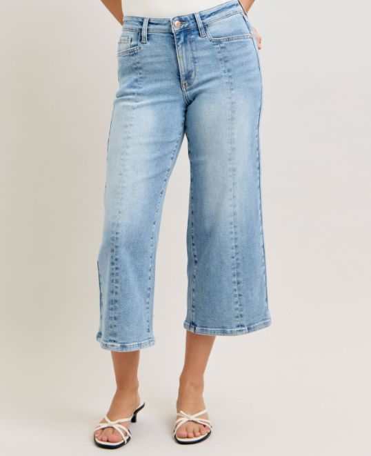 Judy Blue Stevie Front Seam Detail Wide Leg Crop