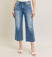 Judy Blue "Catch Up" Raw Hem Wide Leg Crops