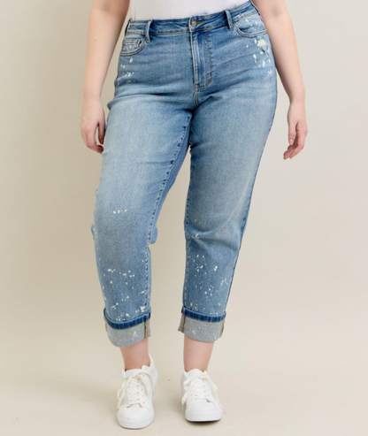 Judy Blue "Bye Felicia" Bleach Boyfriend Jeans