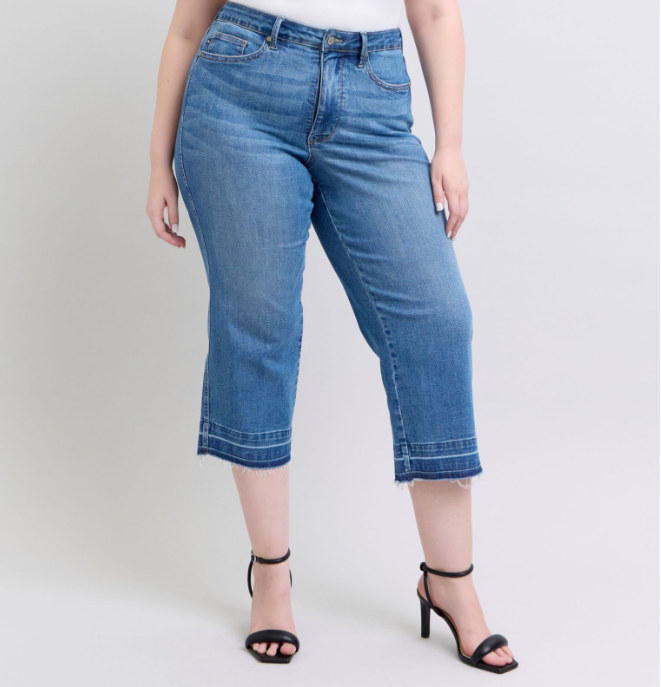 Judy Blue "Summer Lovin" Released Hem Wide Leg Crops