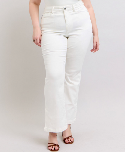 Judy Blue "Rebecca" White Side Slit Bootcut Jeans