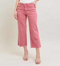 Judy Blue “Any Other Name” Rose Wide Leg Crops