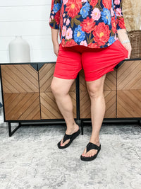 Judy Blue "Red Alert" Tummy Control Red Bermuda Shorts