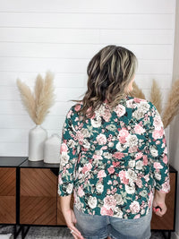 Dear Scarlett "Libra" Floral Split Neck 3/4 Sleeve Babydoll