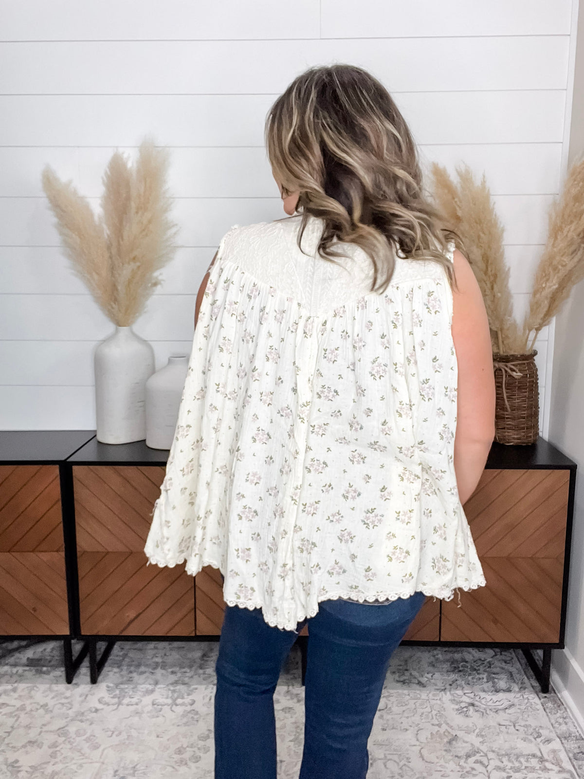 Pol - "Lansbury" Pearls & Lace Patchwork Vest