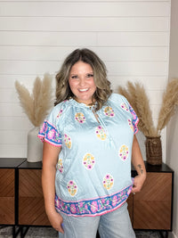 "Lakeview" Floral Ruffle Collar with Front Tie