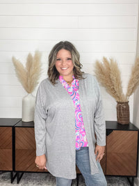Dear Scarlett Ribbed Cardigan (Heather Grey)