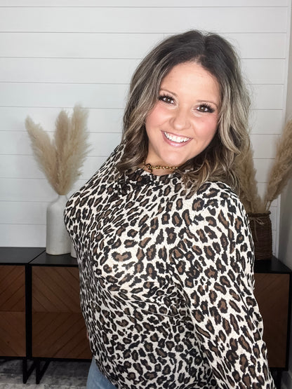 "Dixie" Animal Print Long Sleeve with Criss Cross Design (Beige)