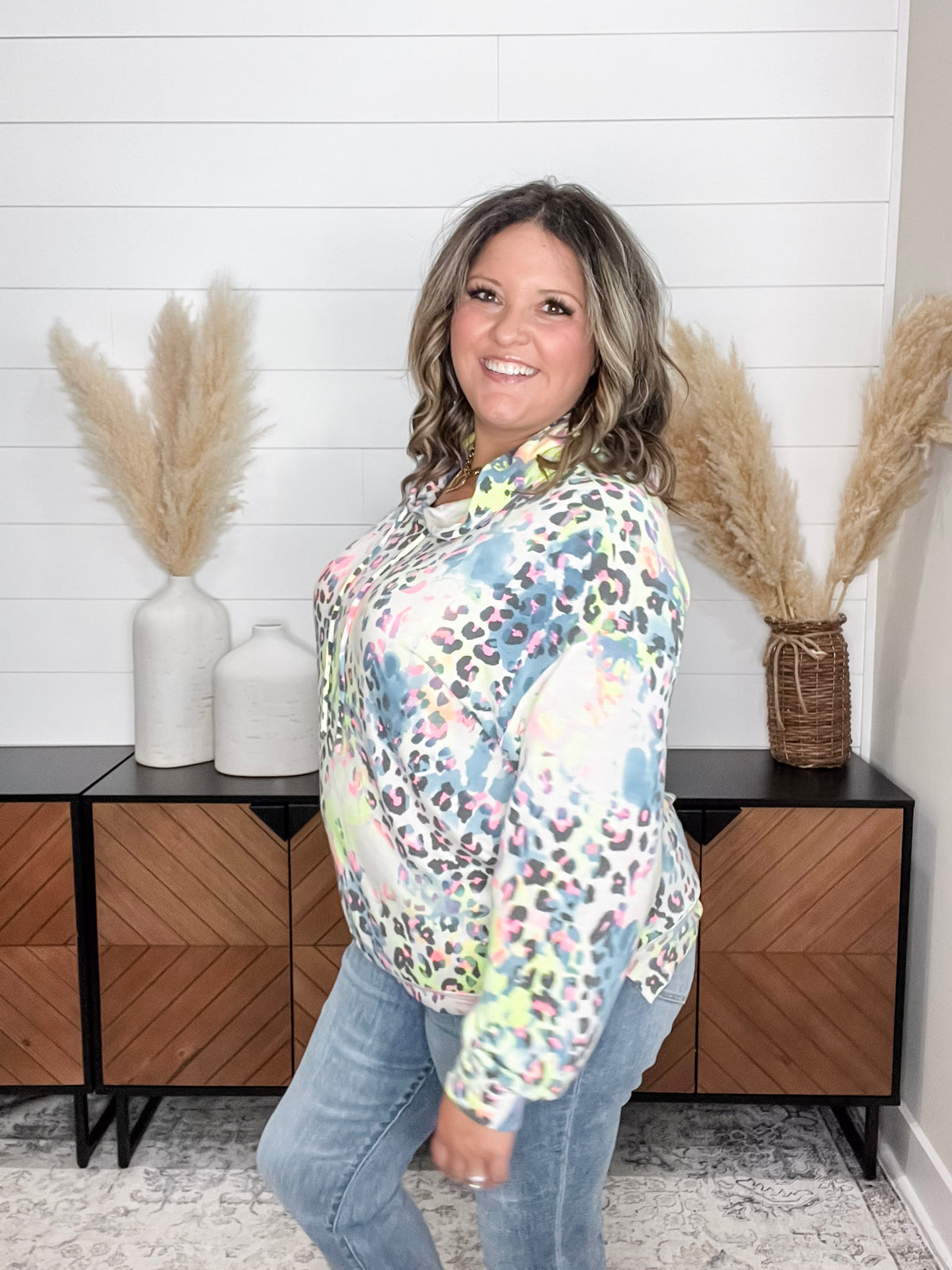 Dear Scarlett "Glimpse" Animal Print Balloon Sleeve Hoodie