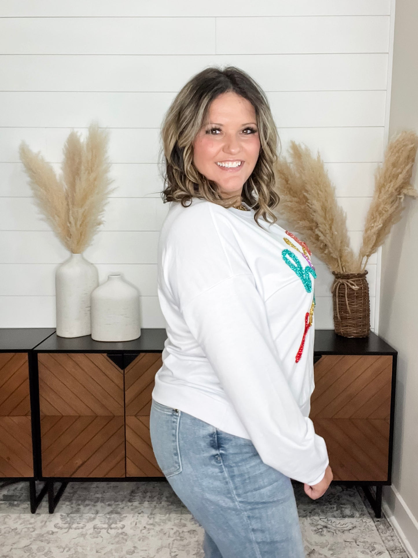 "Holly Jolly" Tinsel Crewneck