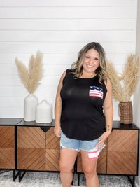 "Ole Glory" Flag Pocket Detail Tank (Black)
