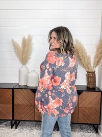 Dear Scarlett "Walk Away" Floral Long Sleeve Split Neck