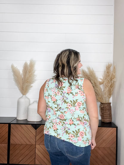 "Bittersweet" Floral Square Neck Tank Top