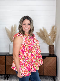 "Esme" Floral Ruffle Cap Sleeve Tiered Top