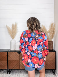 Dear Scarlett "Copeland" Floral Lizzy 3/4 Sleeve Split Neck