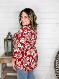 Dear Scarlett "Tammie" Floral 3/4 Sleeve Babydoll