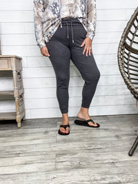 "Gold Medal" High-Waisted Jogger Leggings (Charcoal)