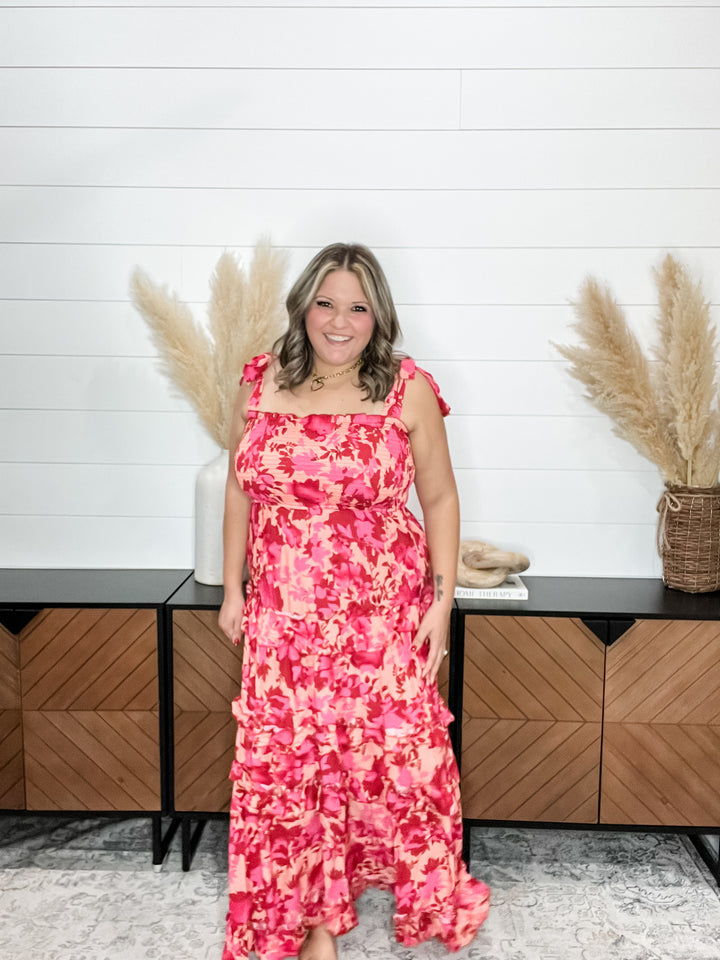"Cabana" Smocked Floral  Ruffle Tiered Maxi Dress