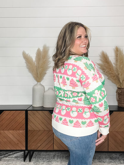"Candy Cane Lane" Holiday V Neck Sweater