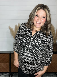Dear Scarlett "Unbreakable" 3/4 Sleeve Button Front Lizzy Luxe