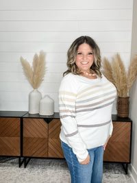 "Ambler" Long Sleeve Glitter Striped Sweater