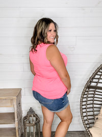 "Endless" Sleeveless V Neck (Neon Coral)