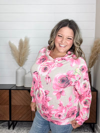 Dear Scarlett "Robertson" Floral Balloon Sleeve Hoodie