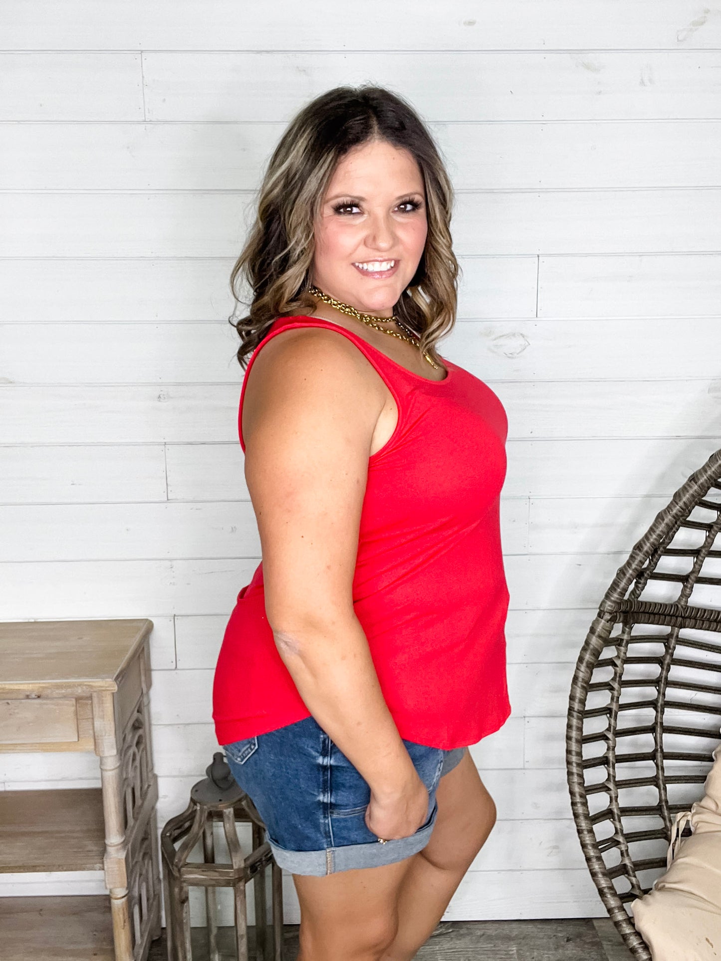 "It's Back" Relaxed Fit Tank (Ruby)