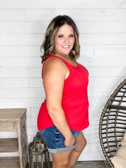 "It's Back" Relaxed Fit Tank (Ruby)