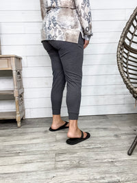 "Gold Medal" High-Waisted Jogger Leggings (Charcoal)