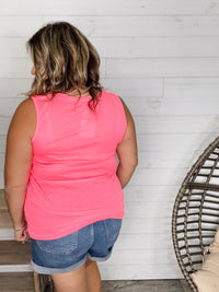 "Endless" Sleeveless V Neck (Neon Coral)