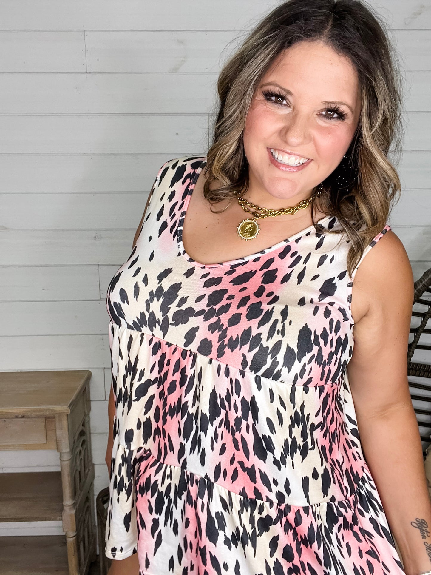 "Cheshire" Animal Print Sleeveless Baby Doll
