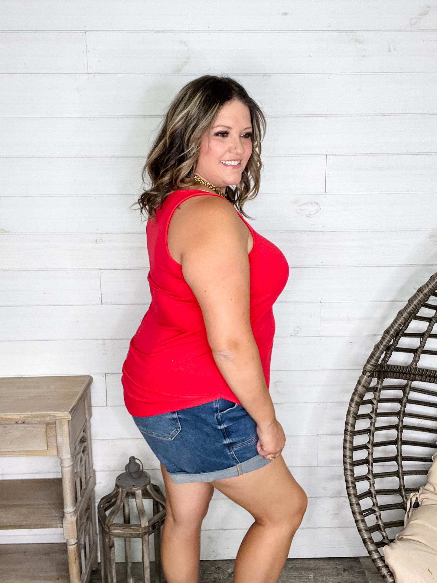 "It's Back" Relaxed Fit Tank (Ruby)
