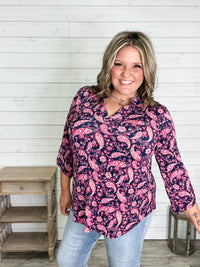 "Peggy" 3/4 Sleeve Split Neck