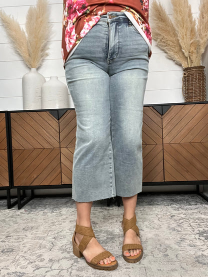 Judy Blue "Smashing and Dashing" Tummy Control Wide Leg Crop
