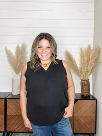 "Swanton" Deep V Tank with Front Pleat (Black)