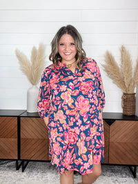 Dear Scarlett "Hydrogen" 3/4 Sleeve Split Neck Dress with Pockets
