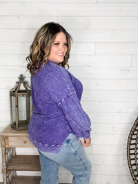 "Washout" Long Sleeve Mineral Wash V Neck Weekender