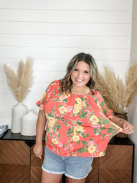 "Channing" Off the Shoulder Peasant Style with Faux Buttons