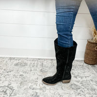 "Crystal" By Very G Faux Suede Wide Calf Boot (Black)