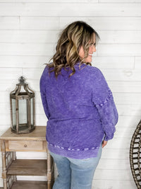 "Washout" Long Sleeve Mineral Wash V Neck Weekender