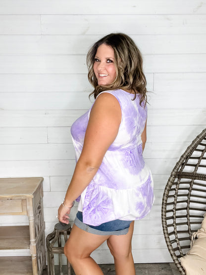 "Grapeful" Tie Dye Sleeveless Baby Doll